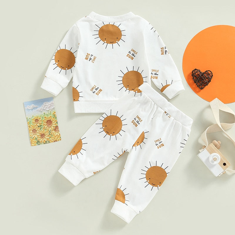 Baby Girl/Boy 2Pcs Long Sleeve Sun Print Outfit Set childrensterritory