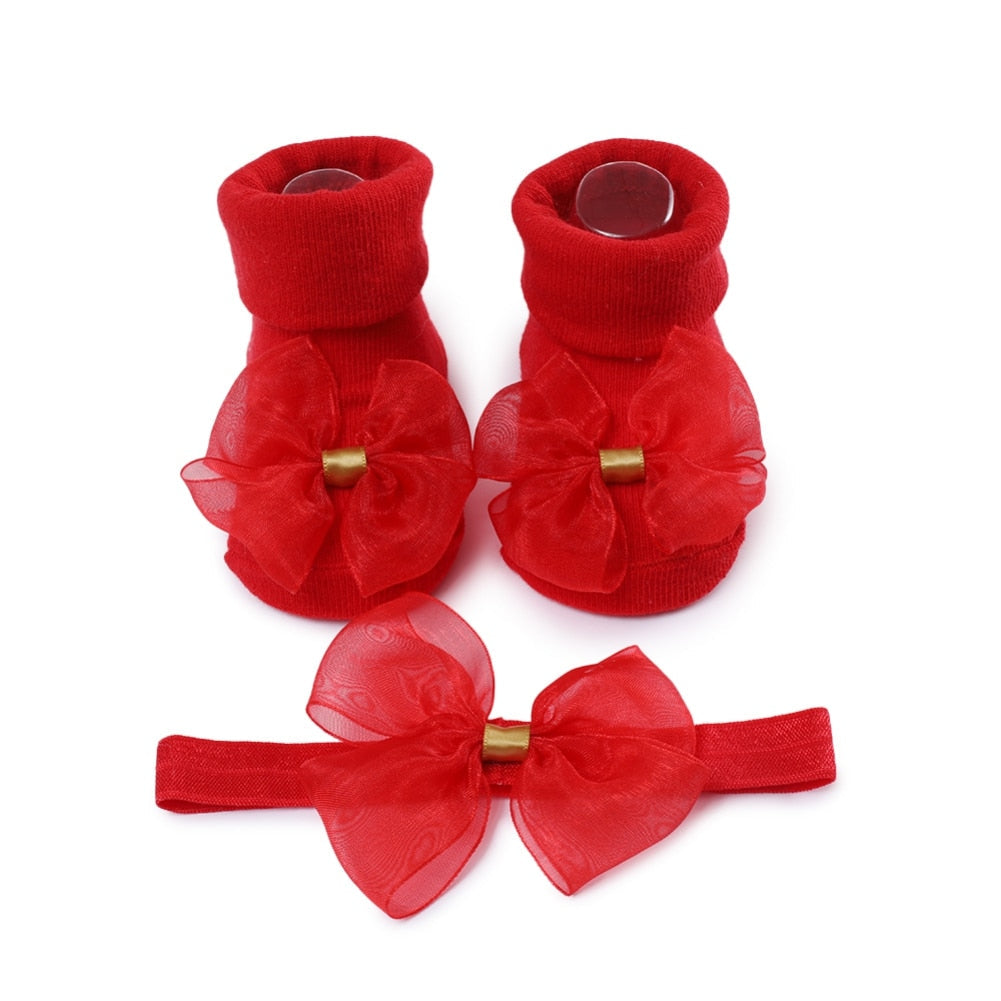 Baby Girls Bow-knot Headband + Princess Socks Set childrensterritory