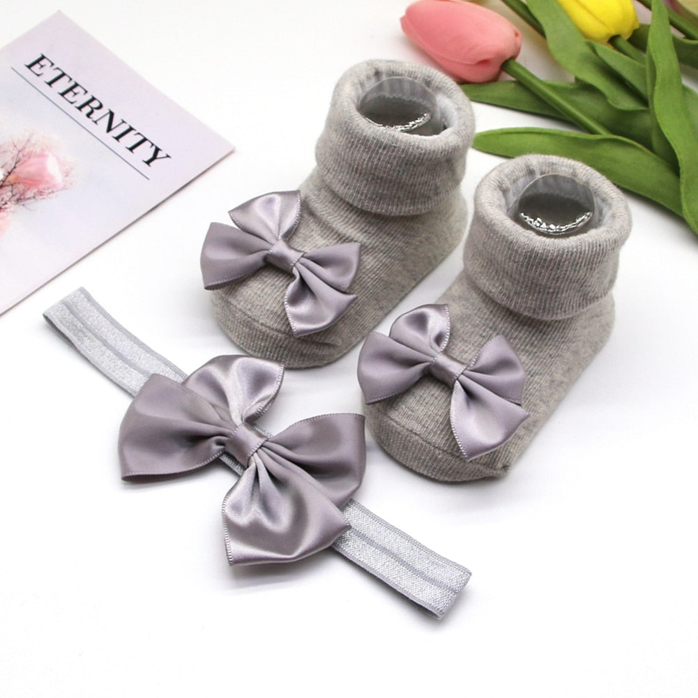 Baby Girls Bow-knot Headband + Princess Socks Set childrensterritory