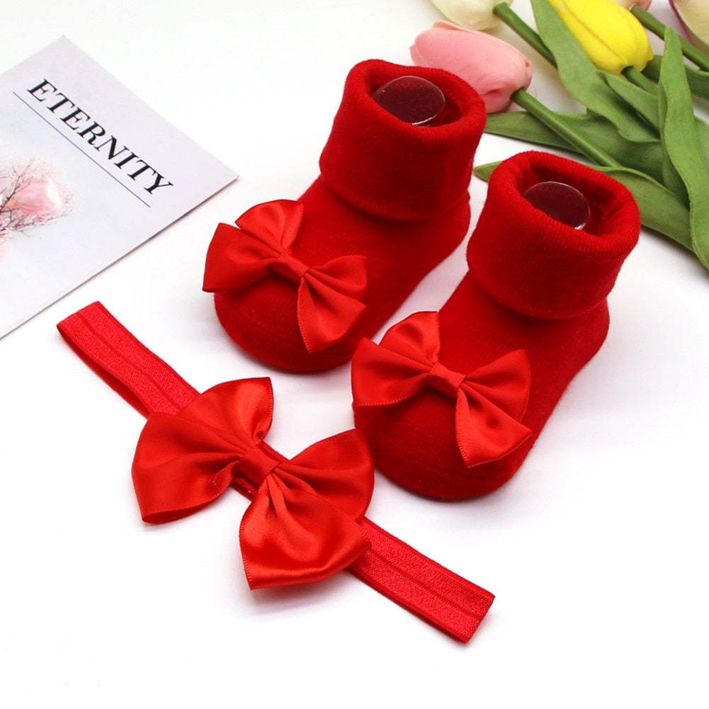 Baby Girls Bow-knot Headband + Princess Socks Set childrensterritory