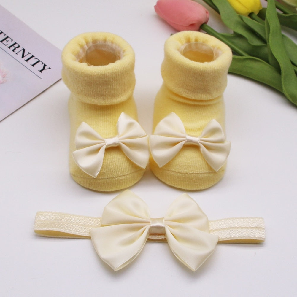 Baby Girls Bow-knot Headband + Princess Socks Set childrensterritory