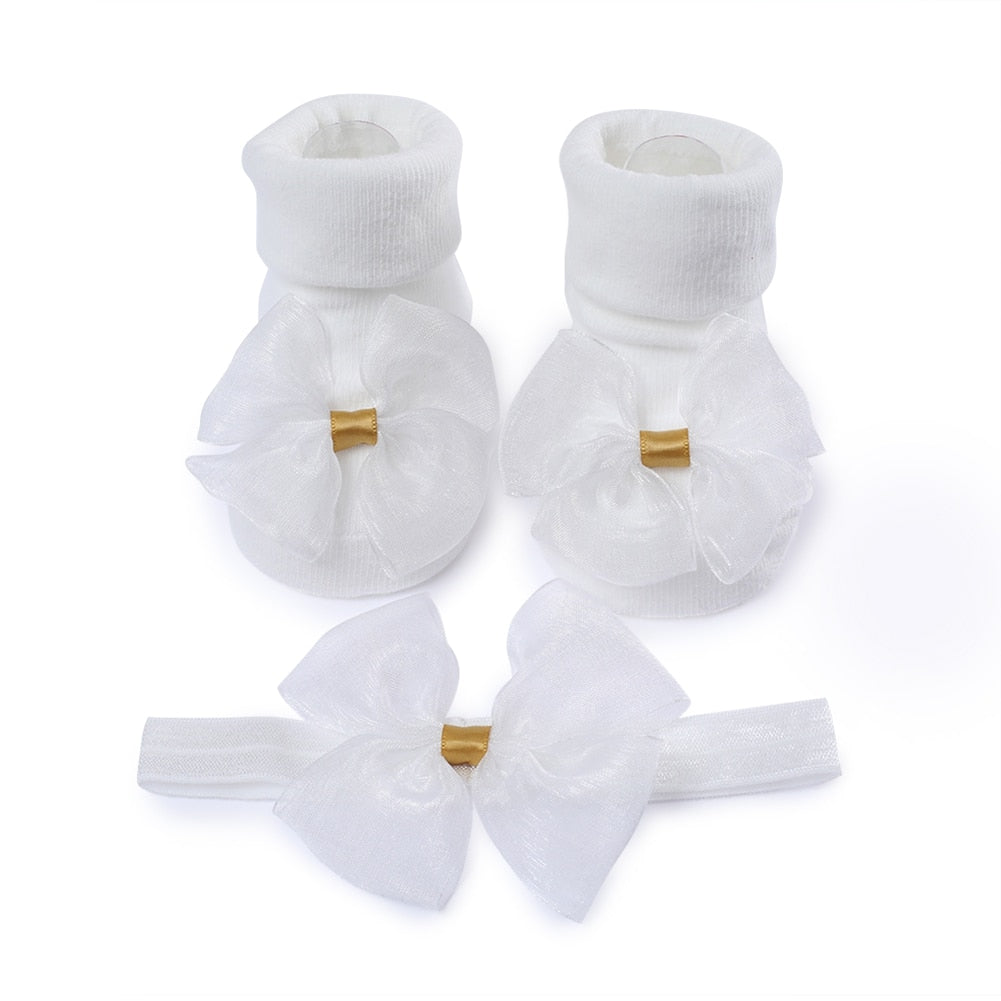 Baby Girls Bow-knot Headband + Princess Socks Set childrensterritory