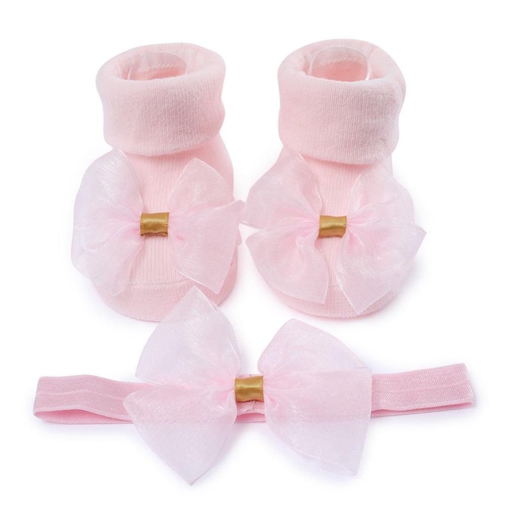 Baby Girls Bow-knot Headband + Princess Socks Set childrensterritory