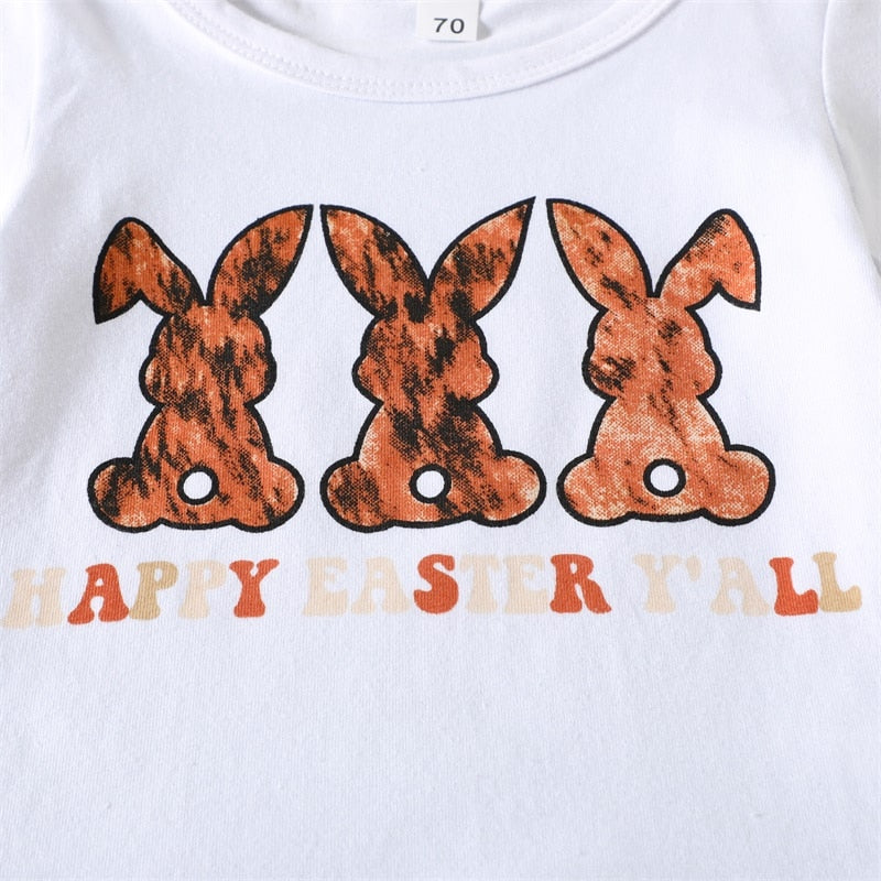 Baby Girls Easter Rabbit Print T-shirt & Shorts Set childrensterritory