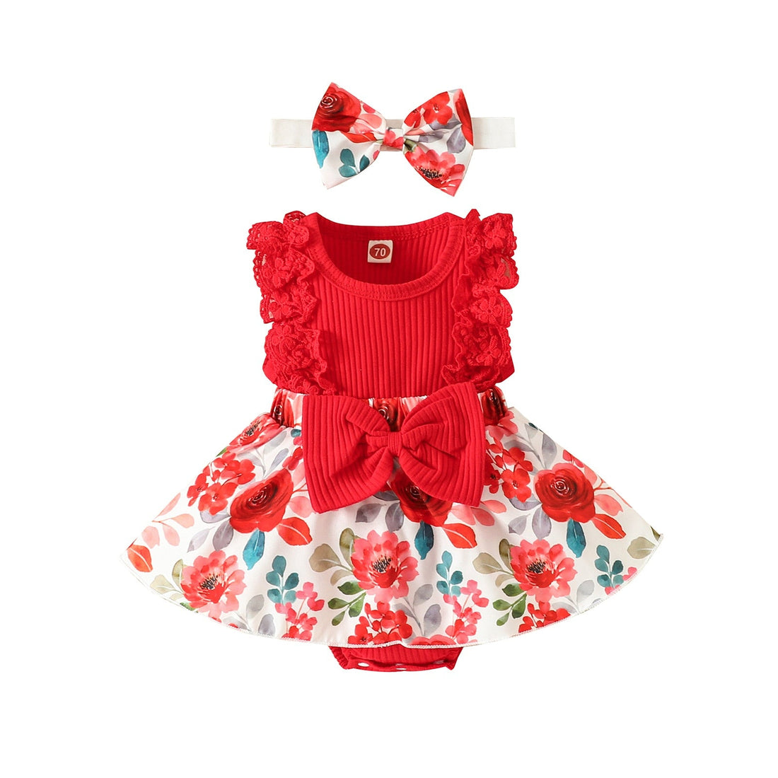 Baby Girls Patchwork Floral Jumpsuit & Headband childrensterritory