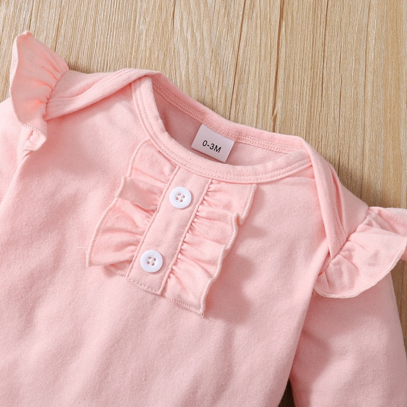 Baby Girls Pink Bodysuit & Floral Suspender Skirt Set childrensterritory
