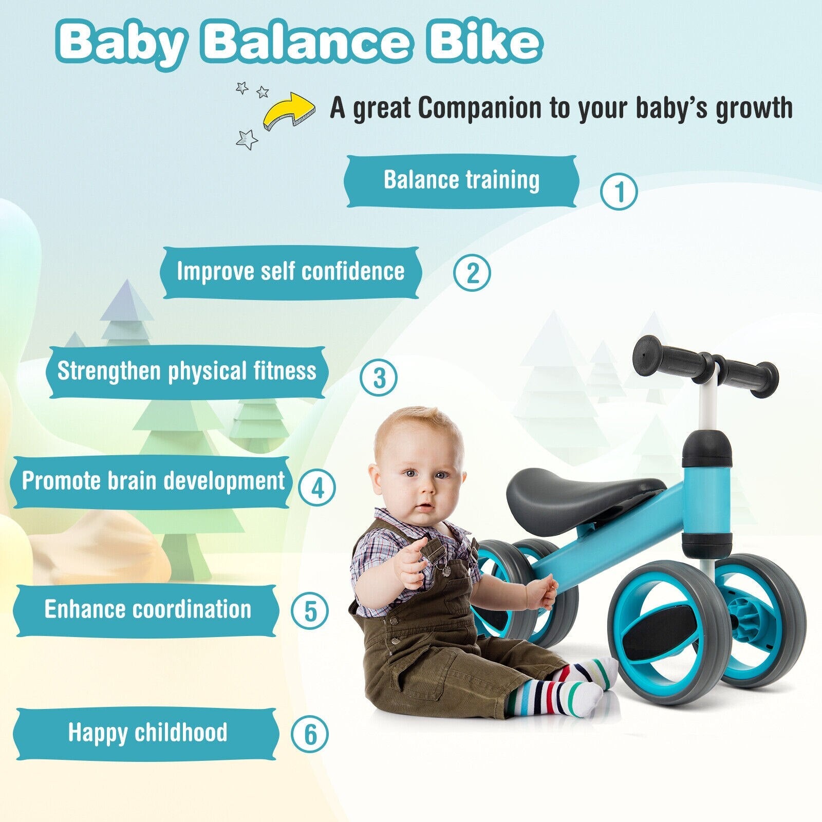 Baby/Toddler Balance Riding Bike w/ 4 Wheels childrensterritory
