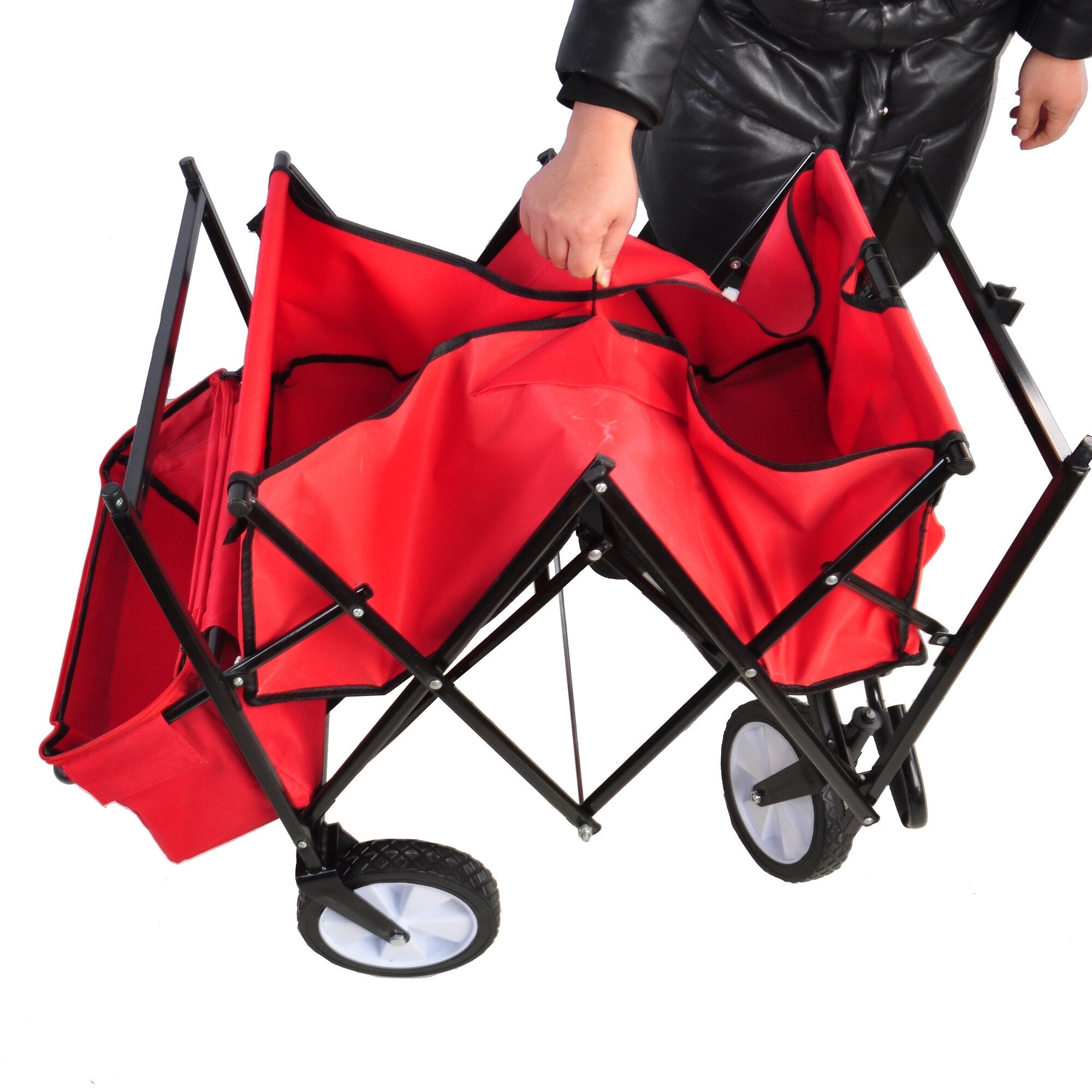 Collapsible Wagon Folding Cart W/Canopy For Outdoor childrensterritory