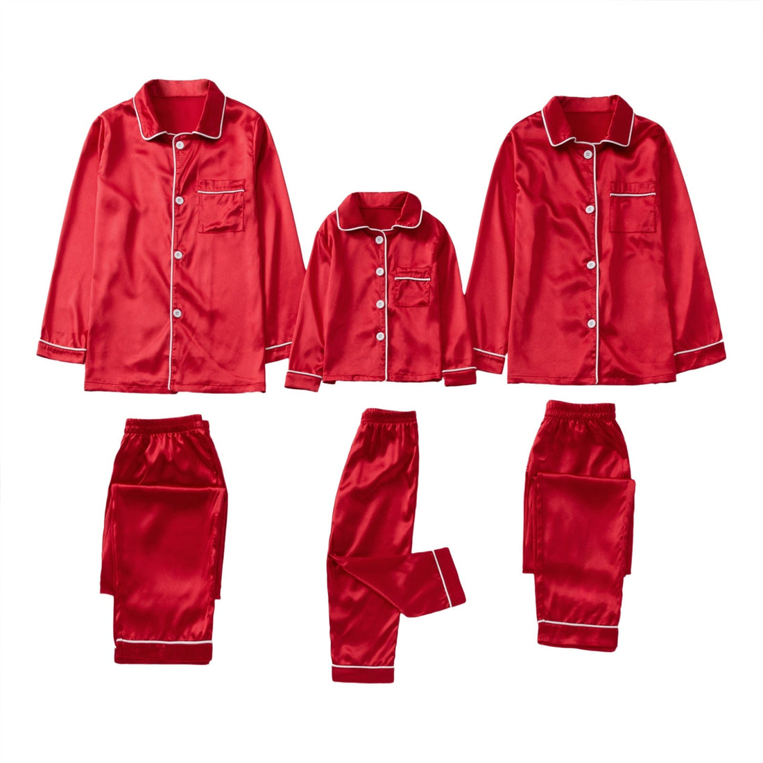 Family Matching Long Sleeve Satin Sleepwear Set childrensterritory