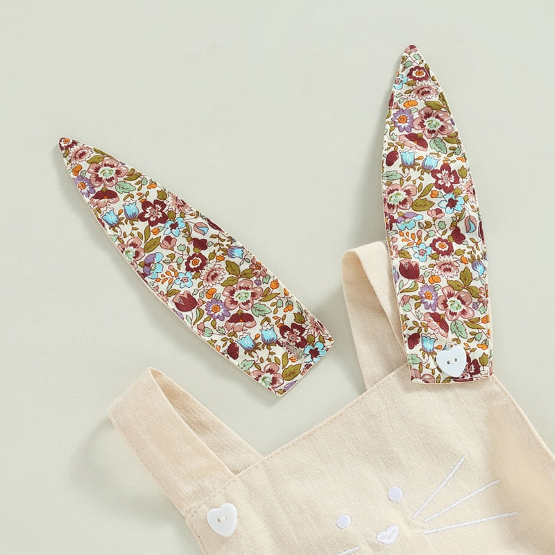 Floral Print Bunny Ear Easter Bodysuit for Baby Girls childrensterritory