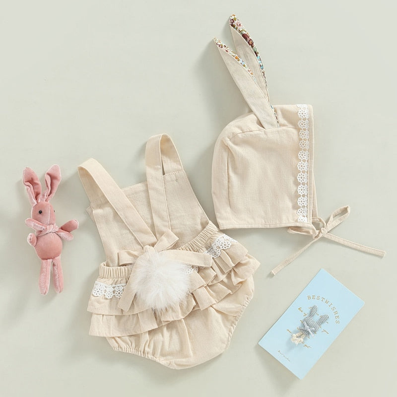 Floral Print Bunny Ear Easter Bodysuit for Baby Girls childrensterritory