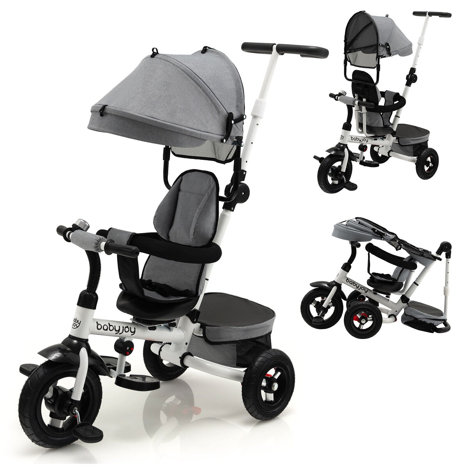 Folding Toddler Tricycle W/Reversible Seat & Canopy childrensterritory