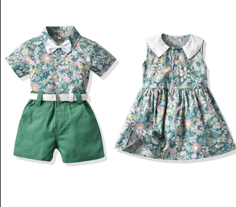Baby Brother and Sister Matching Floral Hawaiian Outfit Sets childrensterritory