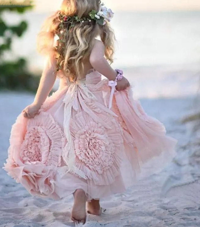 Lace Applique Pageant Flower Girls Dresses For Kids childrensterritory