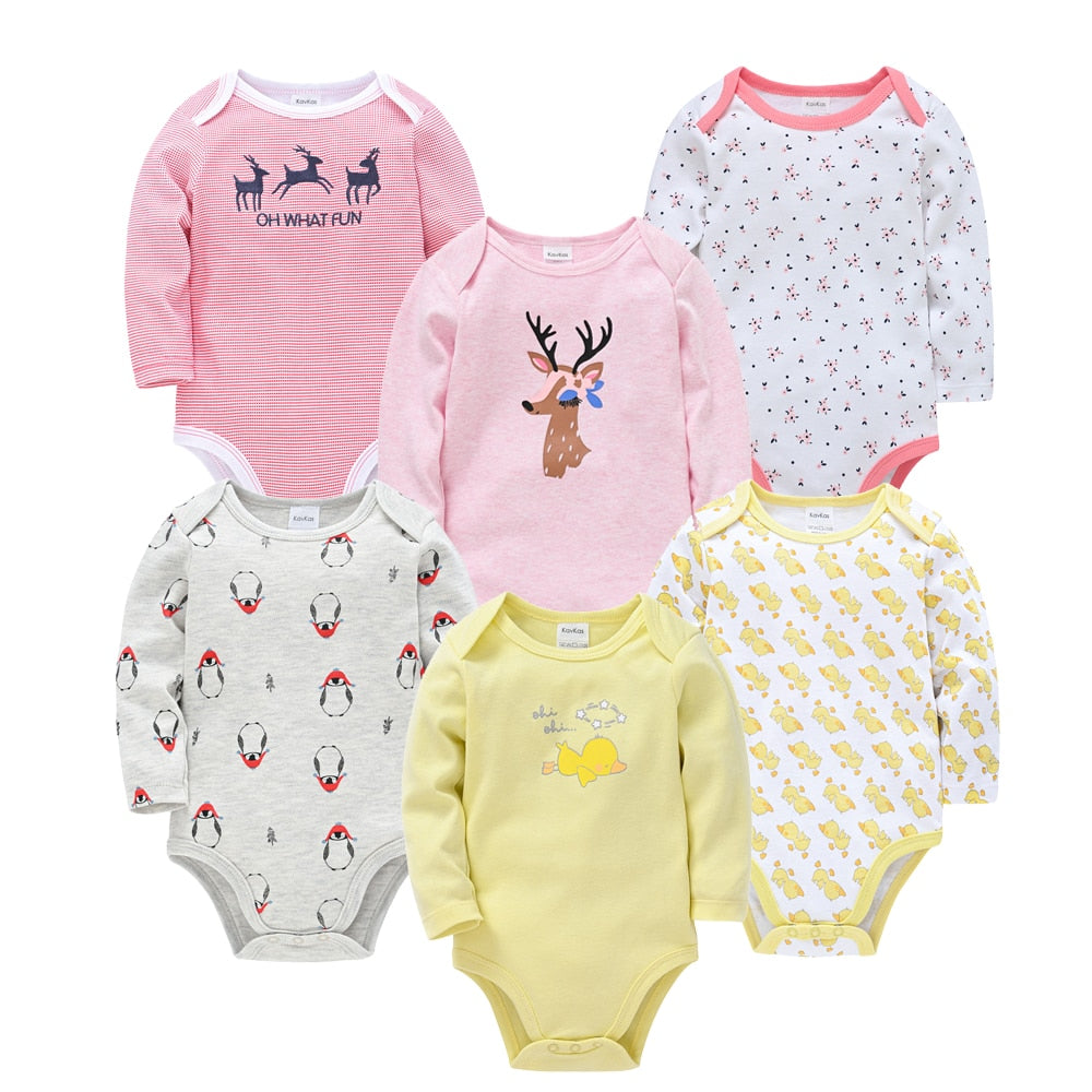 Baby Boys/Girls Cartoon Printed Soft Bodysuits childrensterritory