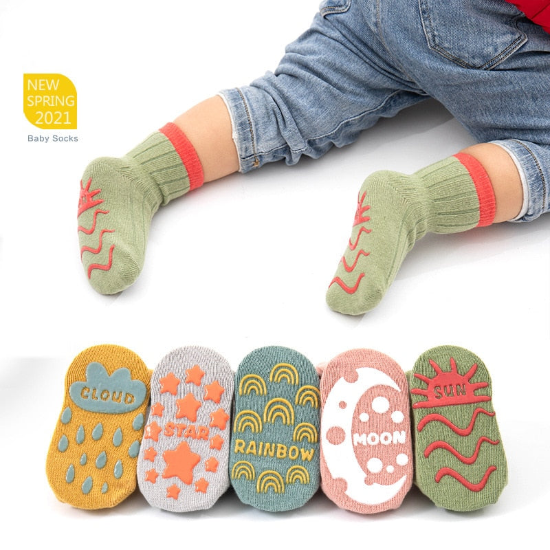 Cute Pattern: 3 Pairs/lot Anti-Slip Baby Cotton Socks childrensterritory