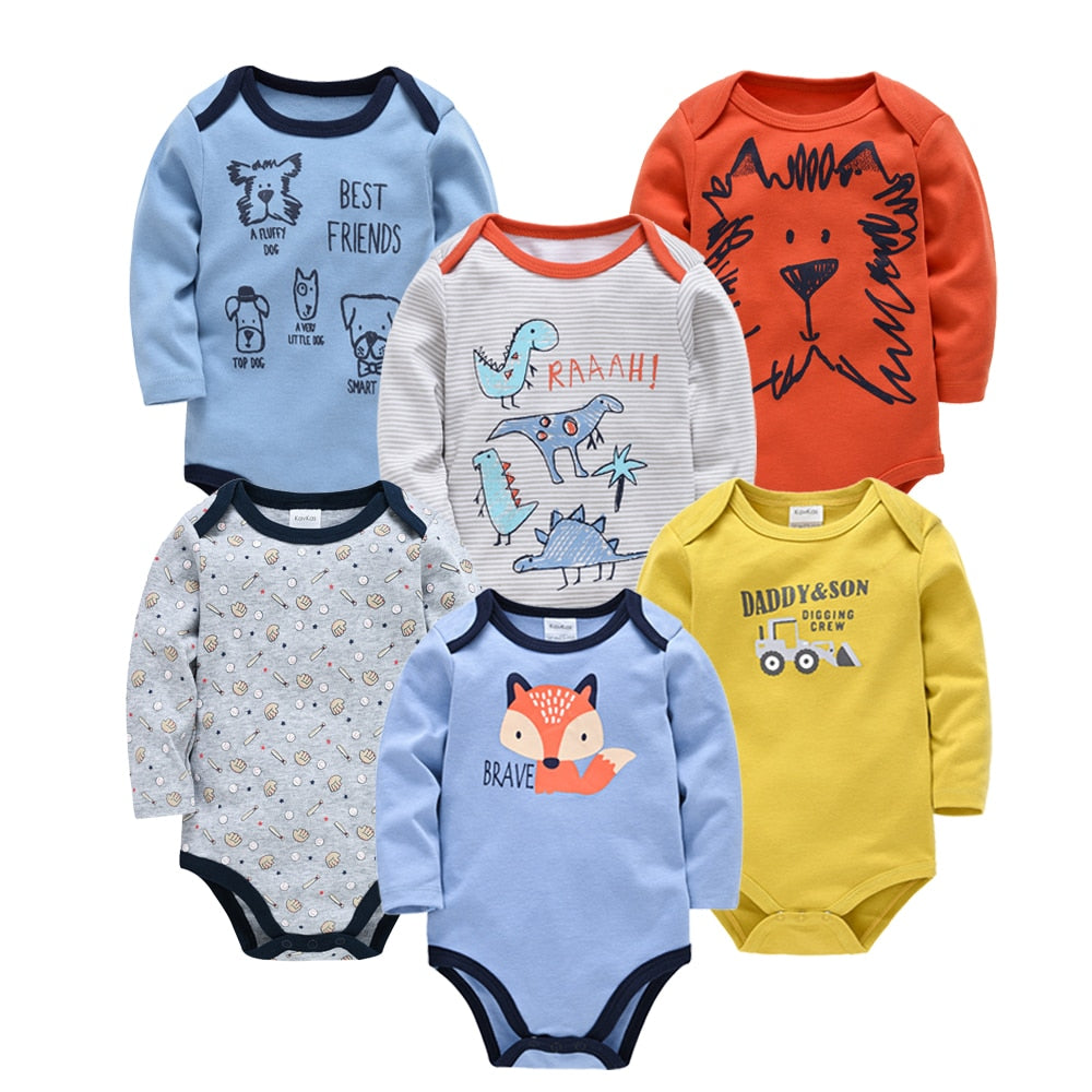 Baby Boys/Girls Cartoon Printed Soft Bodysuits childrensterritory