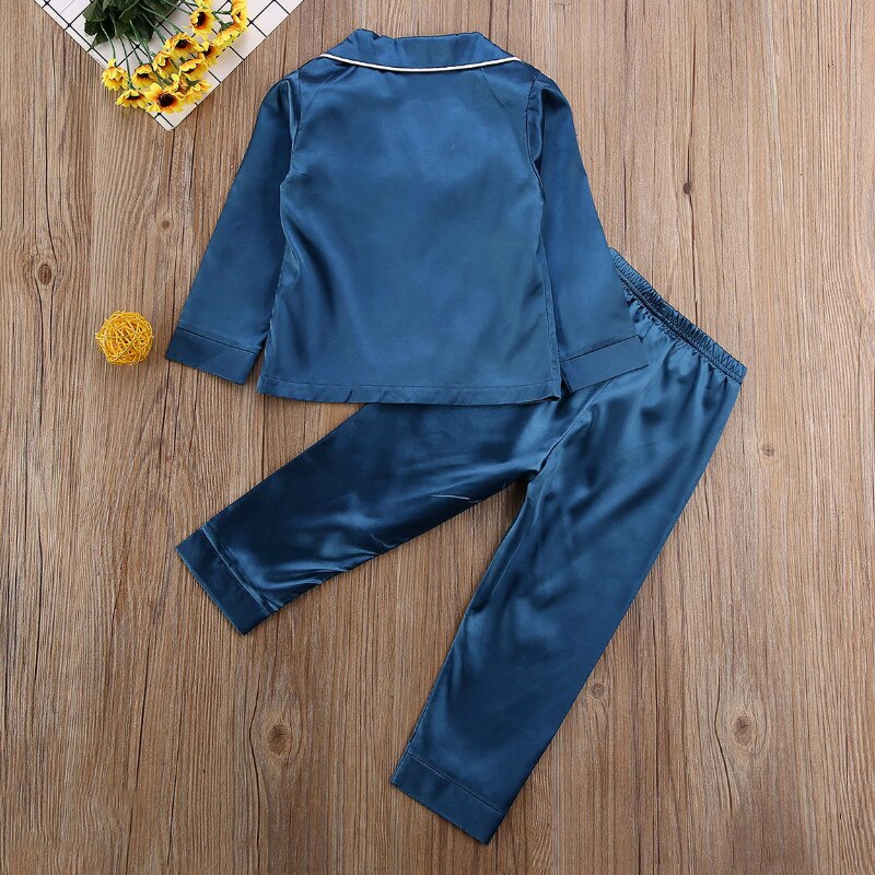 Kids Boy Girl Long Sleeve Silk Sleepwear/Pajamas childrensterritory