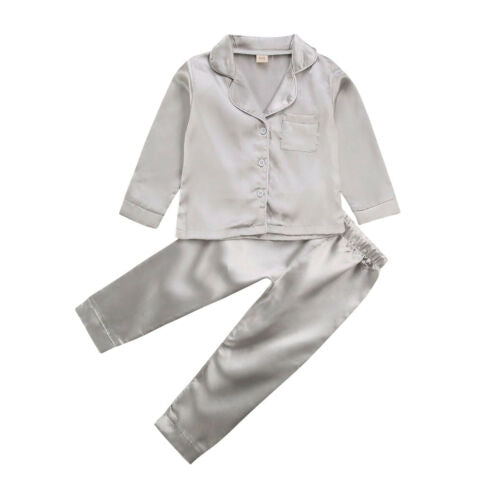 Kids Boy Girl Long Sleeve Silk Sleepwear/Pajamas childrensterritory