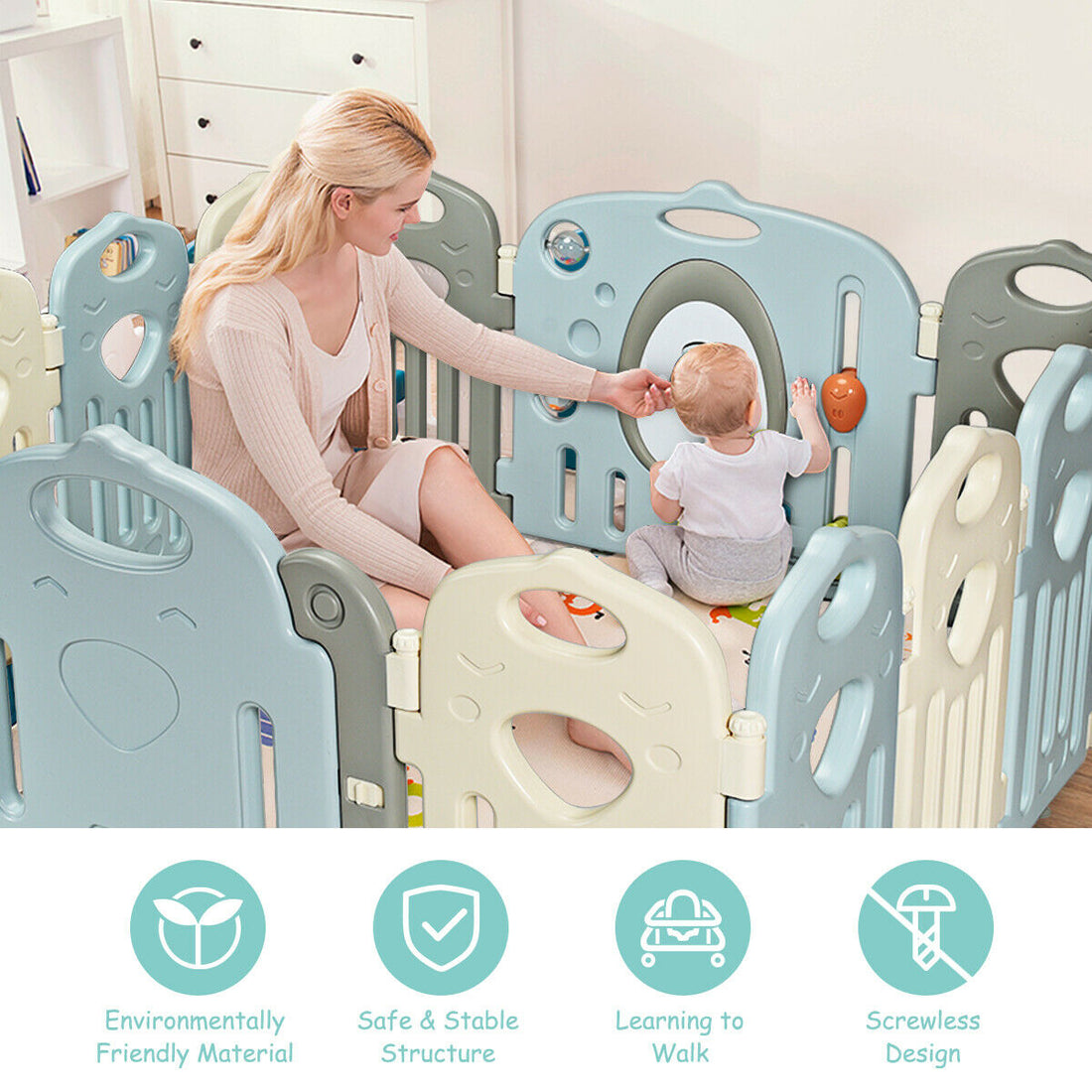 14 Panel Safety Play Yard | Baby Playpen childrensterritory