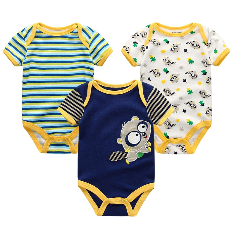 3 Pieces Baby Unisex Cotton Rompers/Jumpsuits childrensterritory