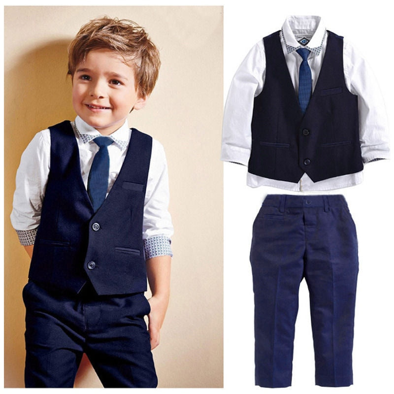 Solid 3PCS Formal Clothing Set for Kids Boys childrensterritory