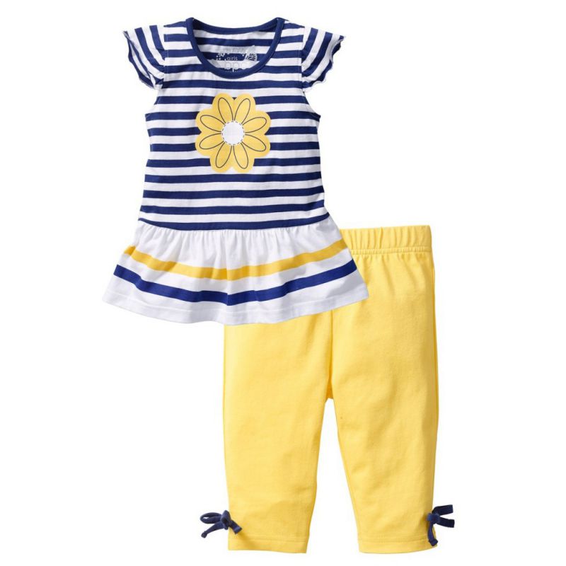 Kids Girls Striped Top and Solid Color Pants Sets for Summer childrensterritory