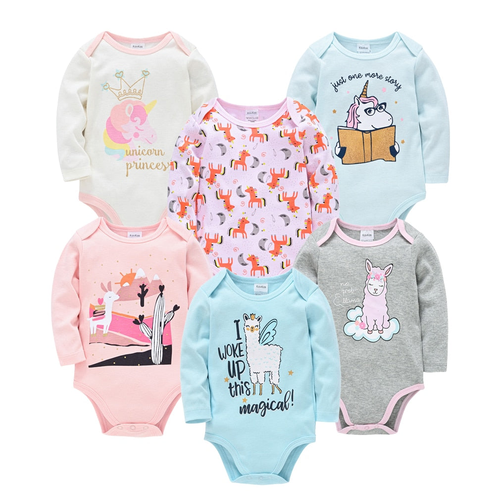 Baby Boys/Girls Cartoon Printed Soft Bodysuits childrensterritory