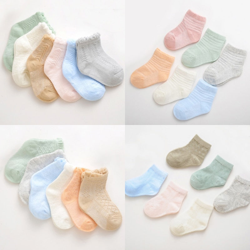 Baby Solid Color 6Pair/lot Thin Cotton socks childrensterritory