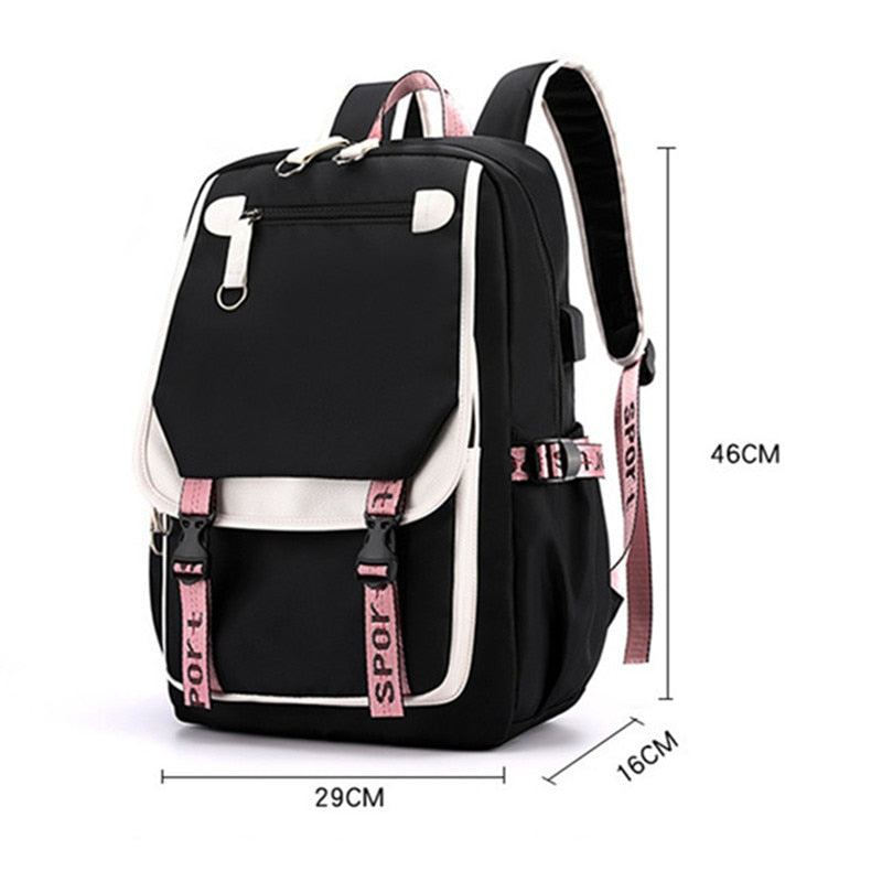 Kids/Teen Canvas School Bag/Backpack With USB Port childrensterritory