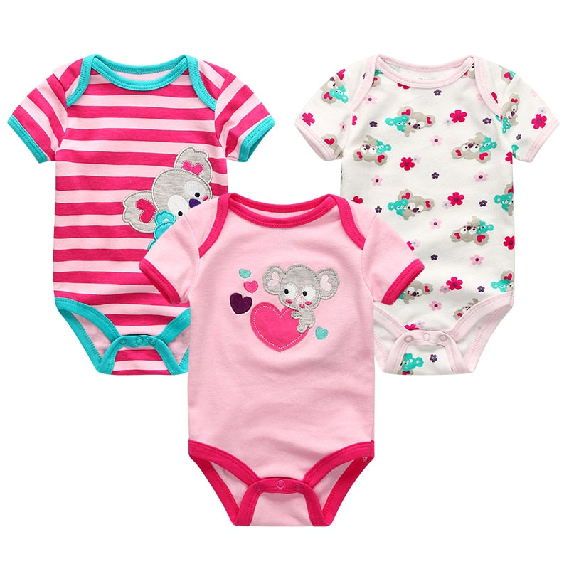 3 Pieces Baby Unisex Cotton Rompers/Jumpsuits childrensterritory