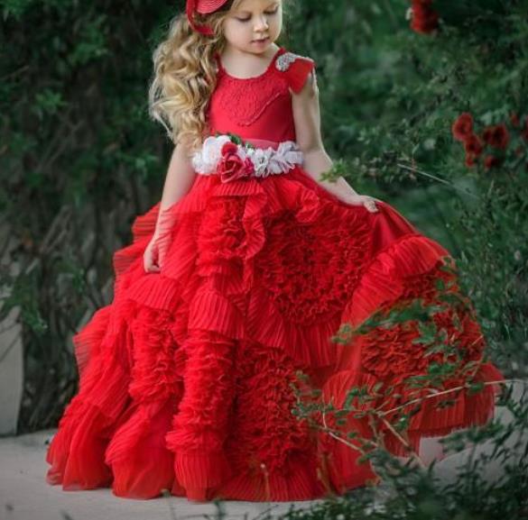 Lace Applique Pageant Flower Girls Dresses For Kids childrensterritory