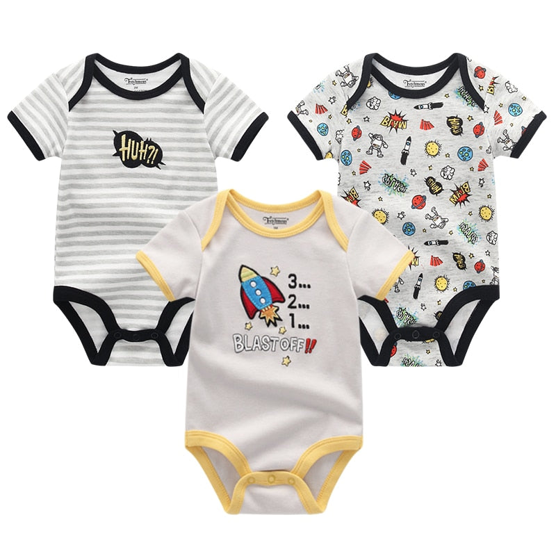 3 Pieces Baby Unisex Cotton Rompers/Jumpsuits childrensterritory