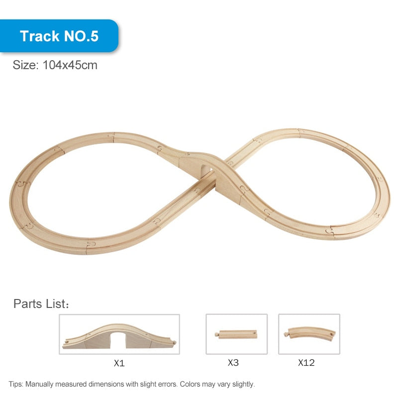 Wood Train Track Railway Toy Set for Kids childrensterritory