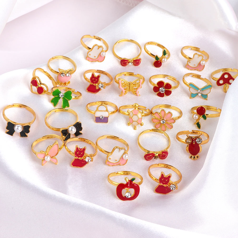 Kids Girls 10/20/36 pcs Cute Adjustable Rings | Makeup Toys childrensterritory