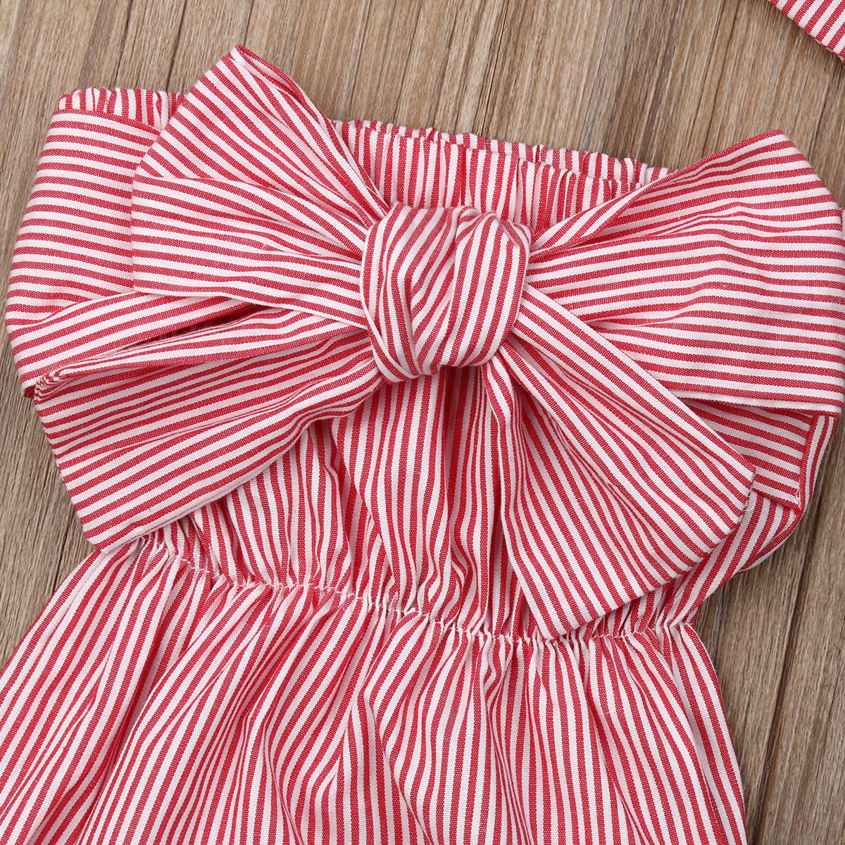 Sleeveless Striped Baby Girl Bodysuits with Headband childrensterritory