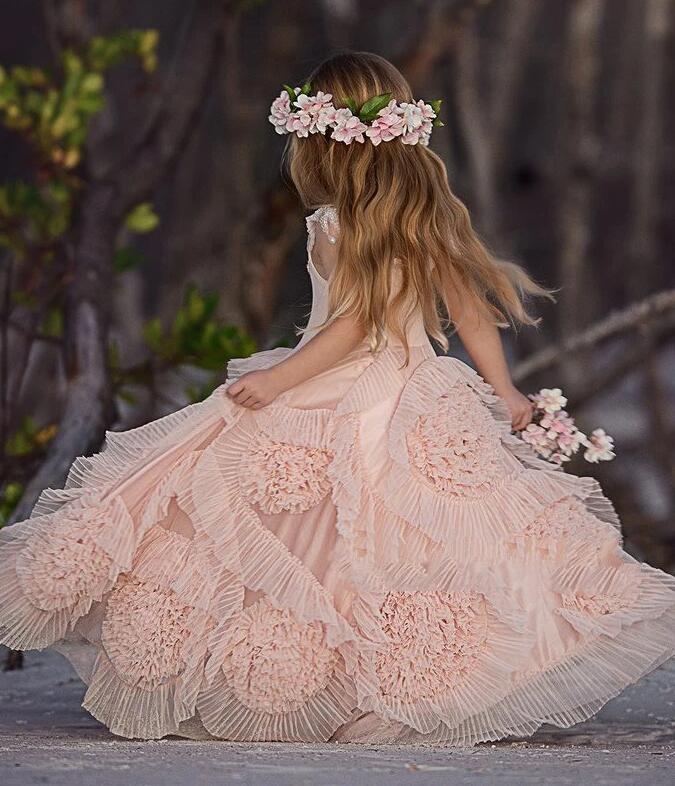 Lace Applique Pageant Flower Girls Dresses For Kids childrensterritory