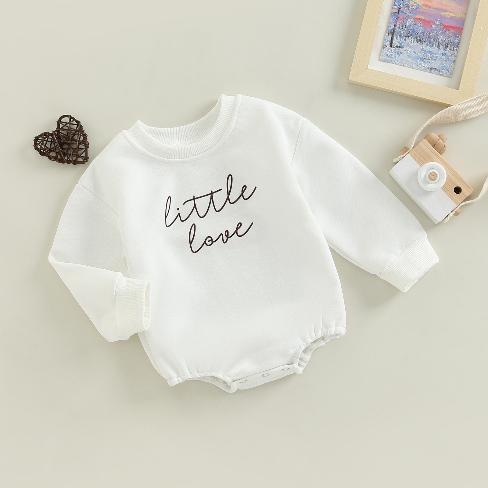 Infant Girl Boy Long Sleeve Letter Printed Bodysuit childrensterritory