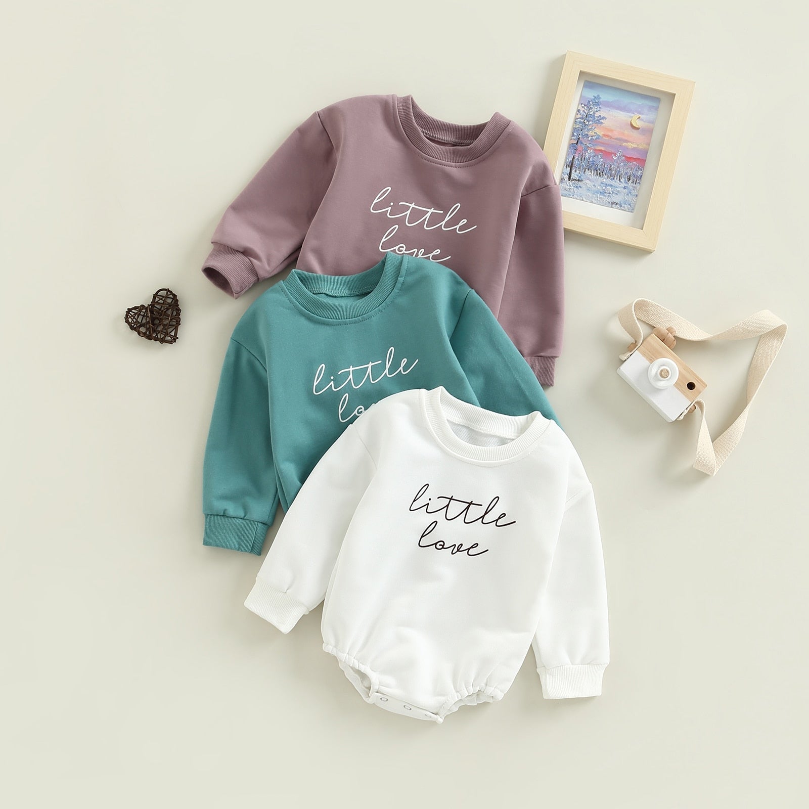 Infant Girl Boy Long Sleeve Letter Printed Bodysuit childrensterritory