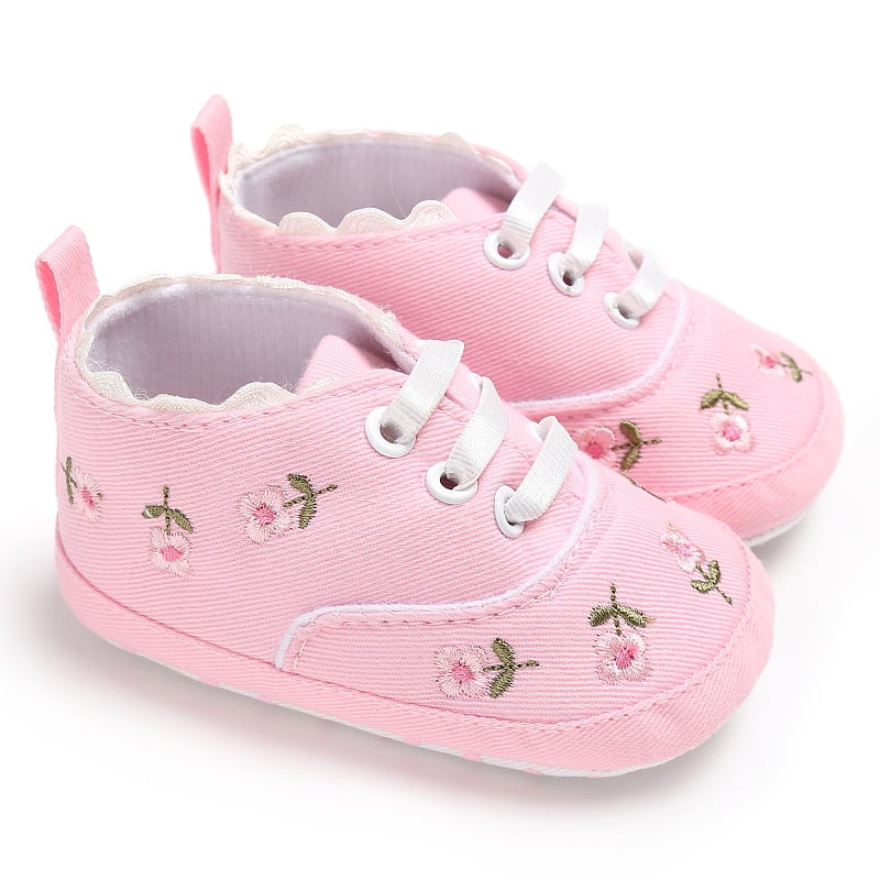 Infant Girl Soft Sole Floral Print Crib Shoes childrensterritory