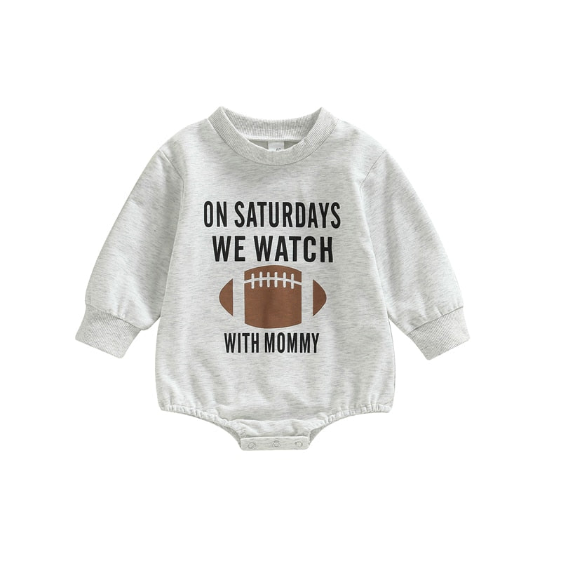 Infant Girls Boys Rugby Letters Print Rompers childrensterritory