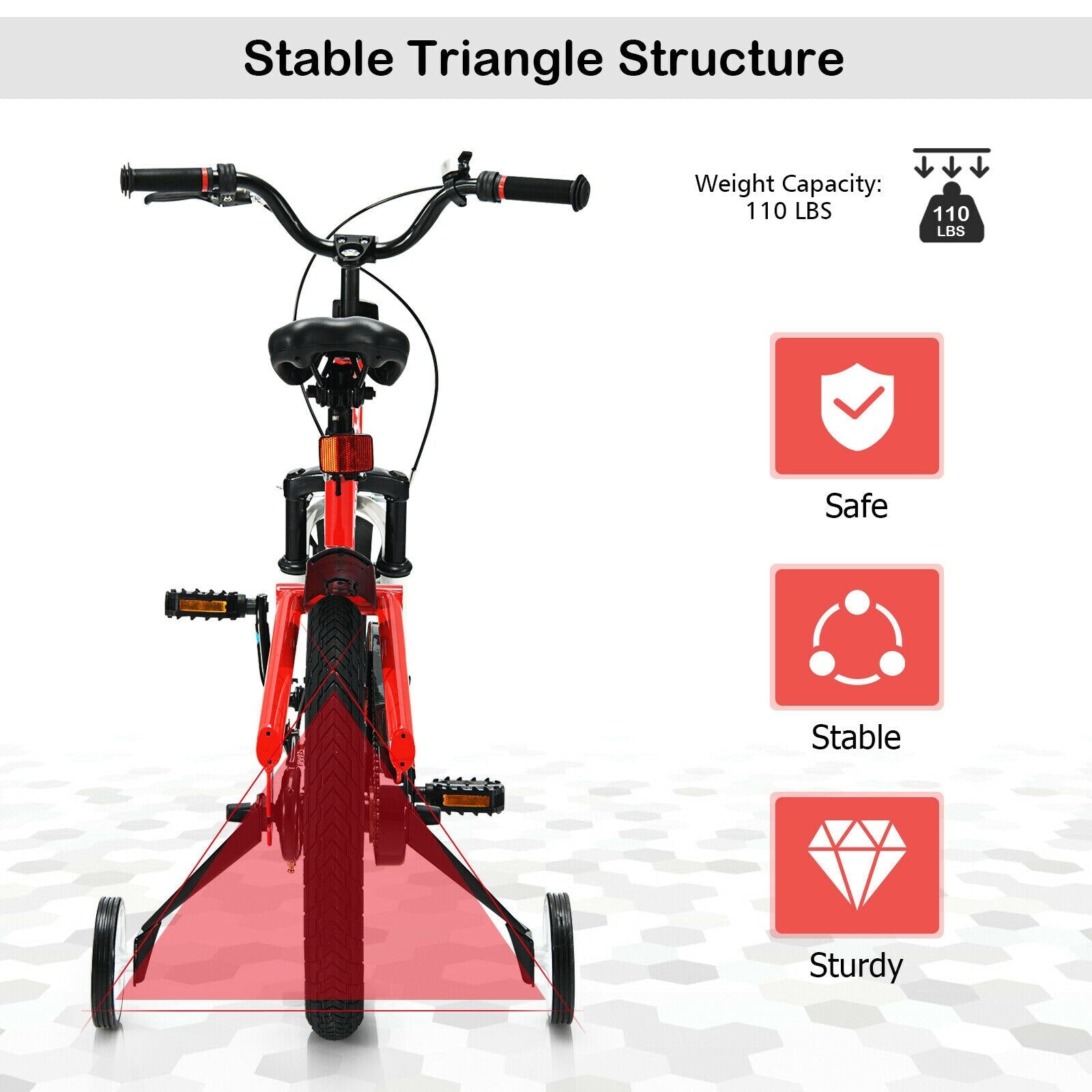 Kids 16" Adjustable Freestyle Bicycle w/ Training Wheels childrensterritory