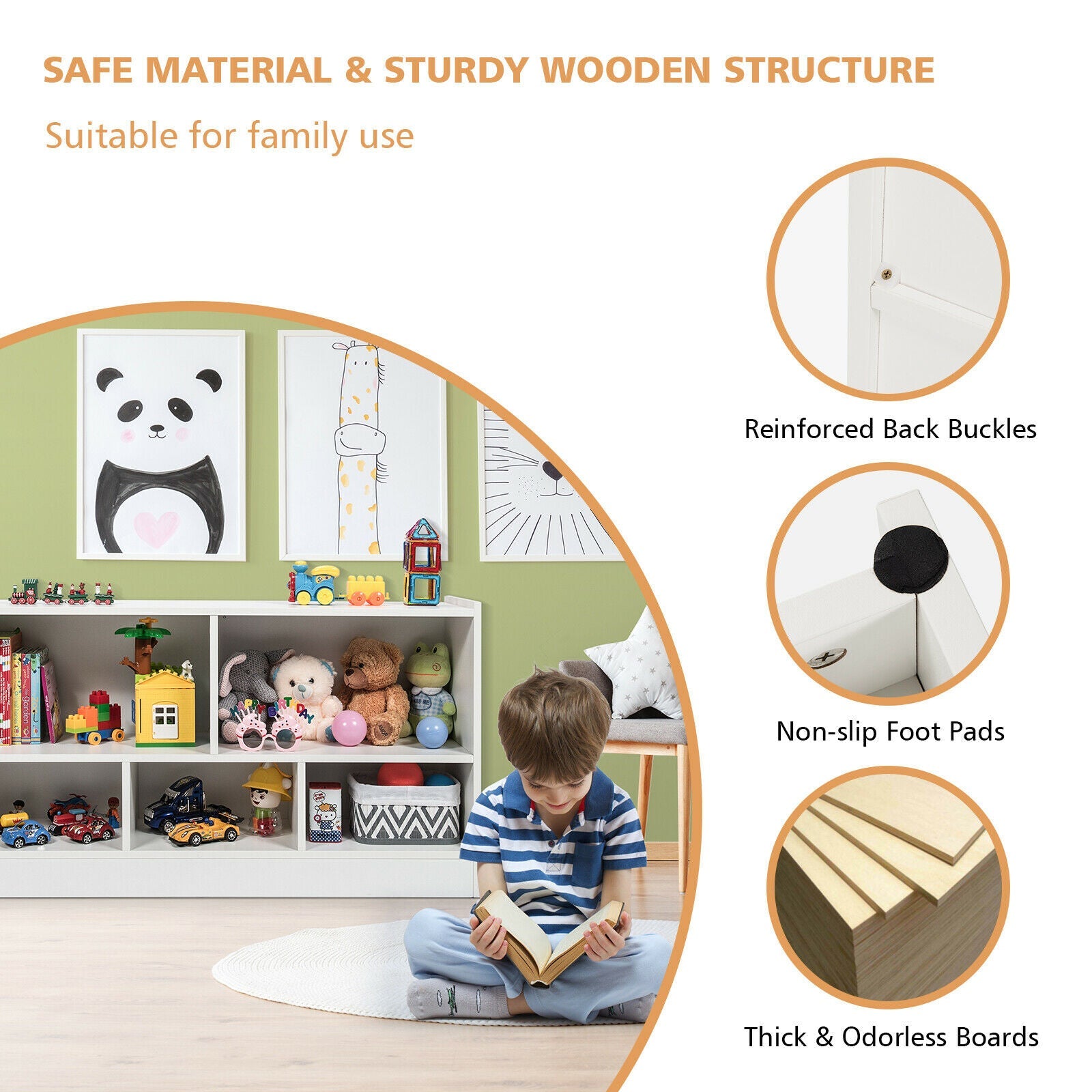 Kids 5-Cube Wood Toy Storage Cabinet childrensterritory