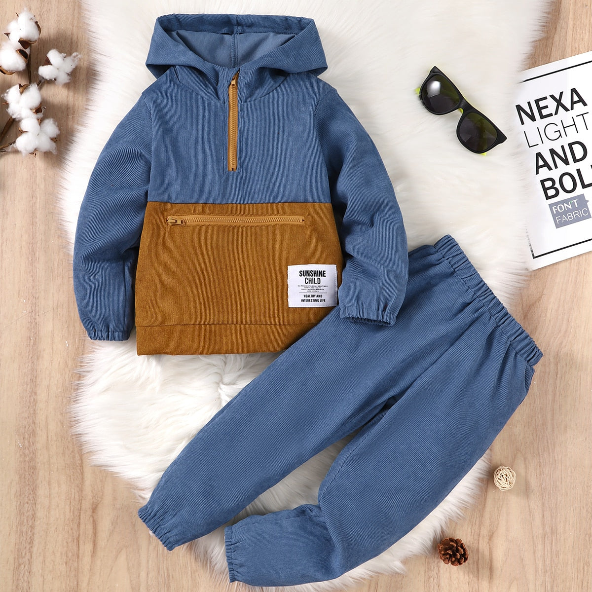 Kids Boys Long Sleeve Hooded Sports Suit Set childrensterritory