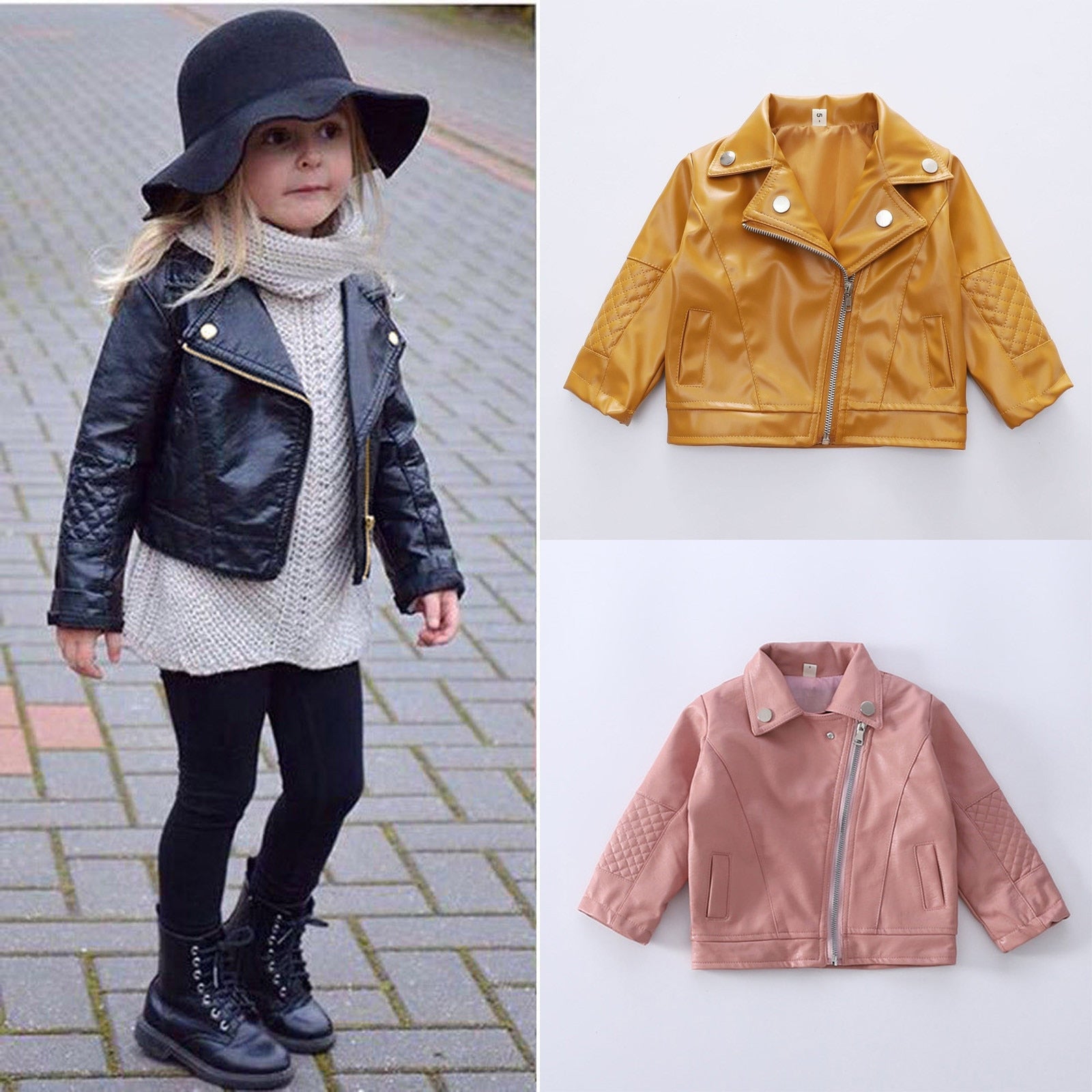 Kids Boys/Girls Stylish Short Leather Jacket/Coat childrensterritory