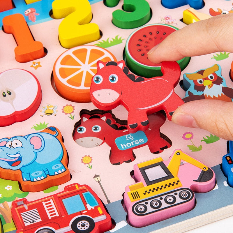 Kids Busy Board/Montessori Wooden Math Puzzle Toys childrensterritory