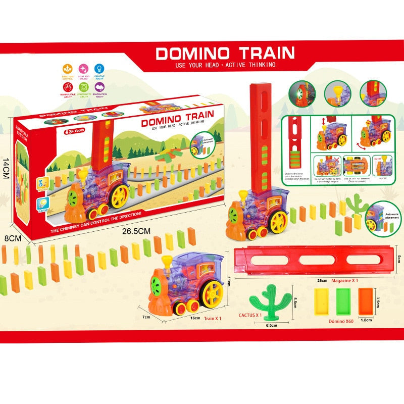 Kids Domino Rally Electric Train Toy With Lights And Sound childrensterritory