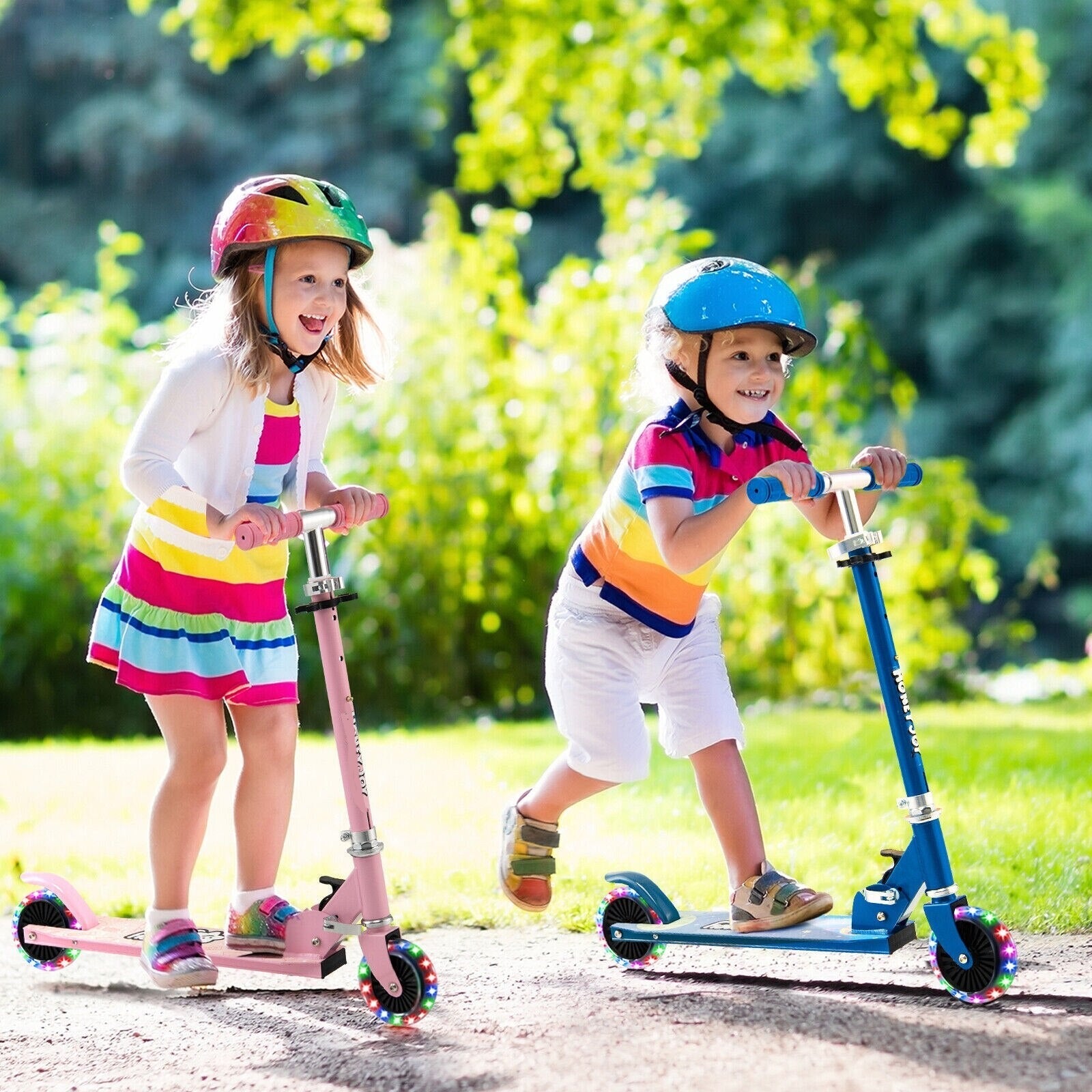 Kids Folding & Adjustable Kick Scooter w/Flashing Wheels childrensterritory