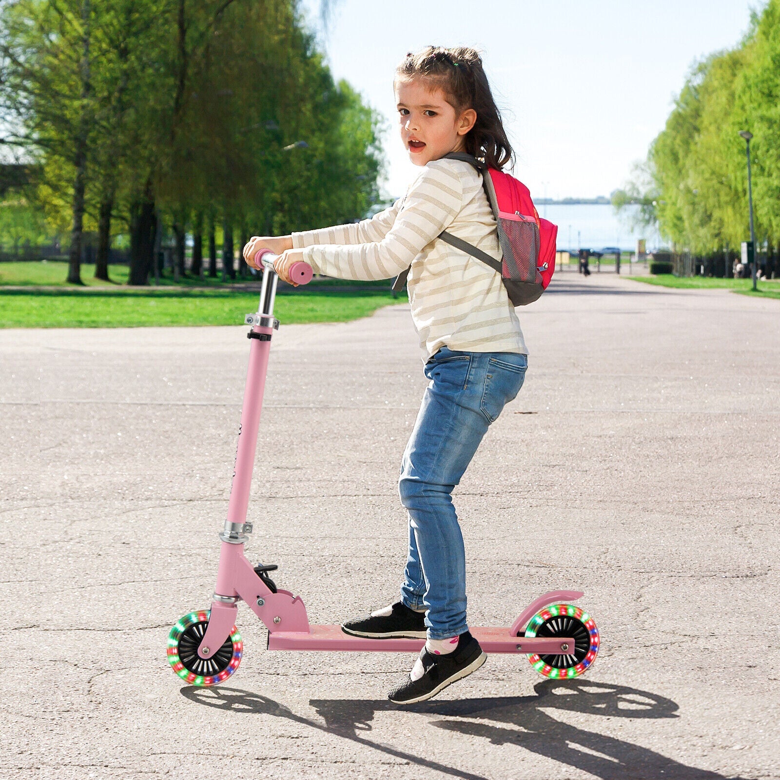 Kids Folding & Adjustable Kick Scooter w/Flashing Wheels childrensterritory