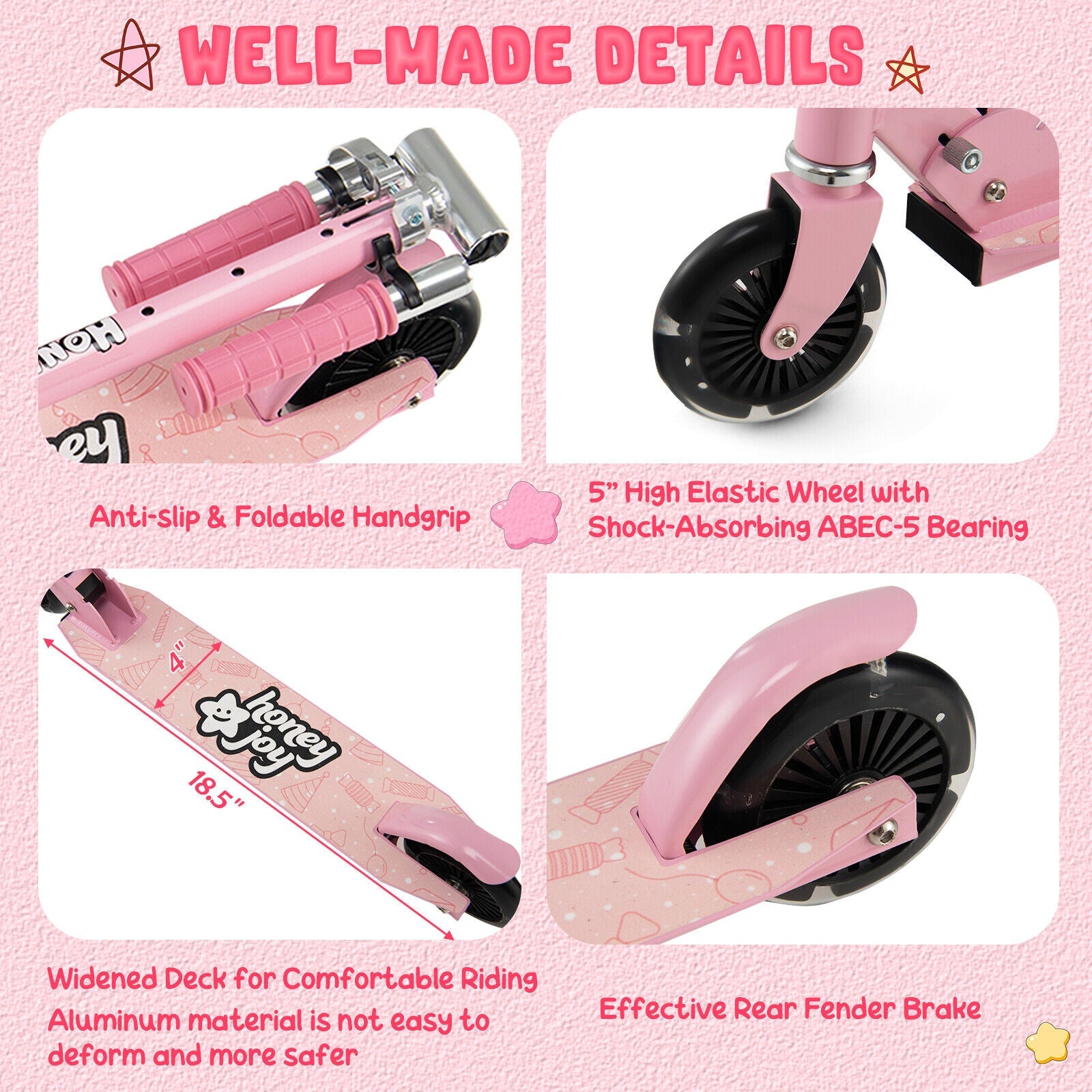 Kids Folding & Adjustable Kick Scooter w/Flashing Wheels childrensterritory